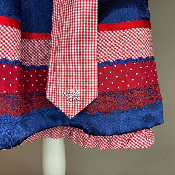 Authentic German Dirndl USA Colors ~ Size 8 US Edelheiß Oktoberfest 4th of July - Picture 5 of 8